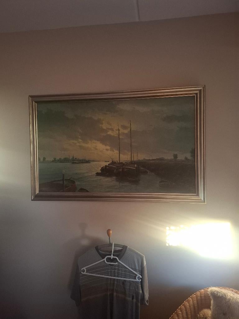 Schilderij HJ Wijngaard rivierzicht, Ophalen