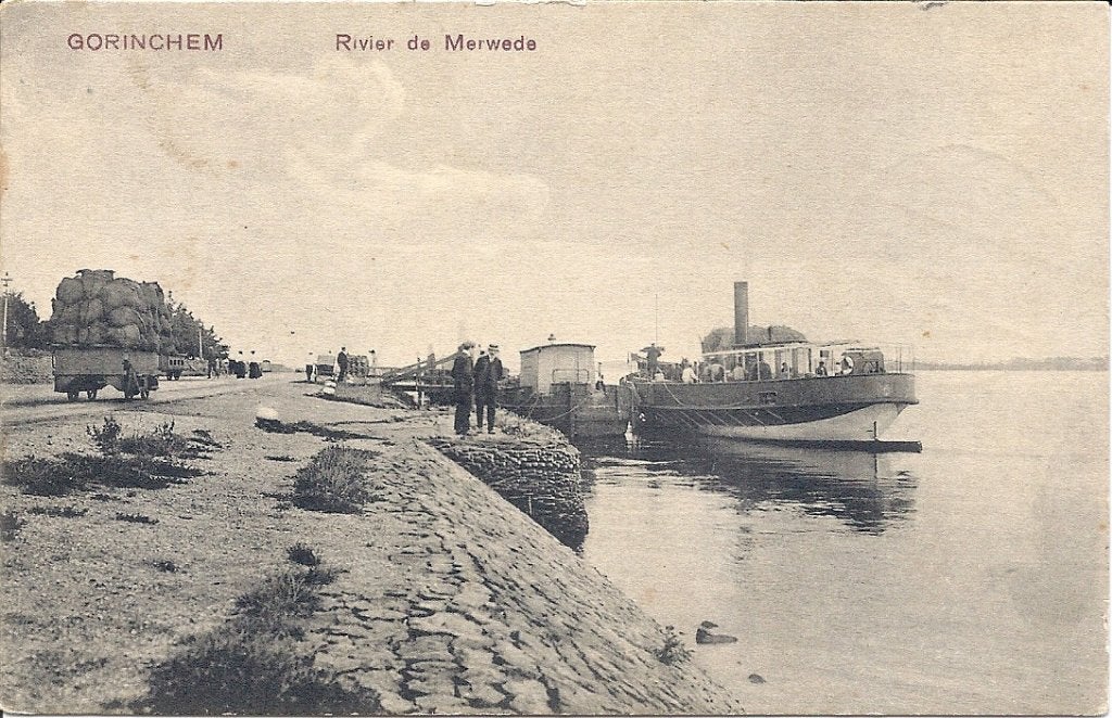 Gorichem Rivier de Merwede + Boot mensen,Geladen wagen 1909, Verzenden, Voor 1920, Gelopen, Zuid-Holland