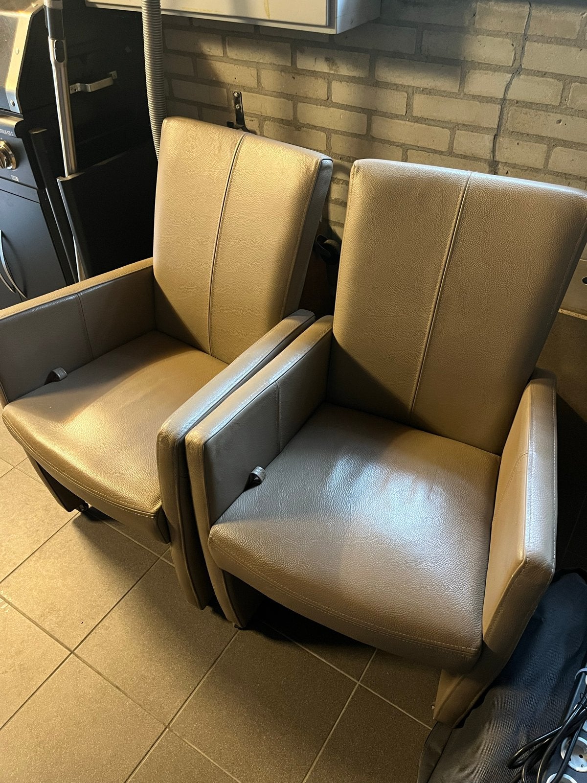 4x Comfortabele stoelen - Beige leer, Ophalen, Gebruikt, Overige kleuren, Leer