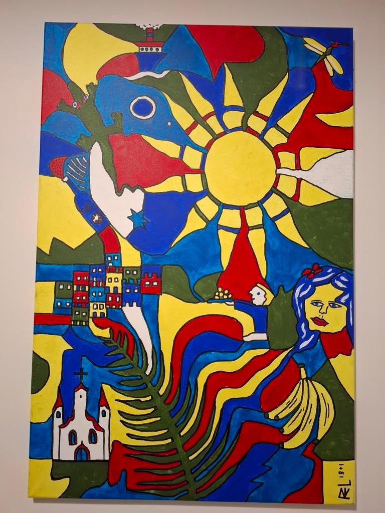 Abstract schilderij 2x .carnaval festival do Brasil, Antiek en Kunst, Ophalen of Verzenden