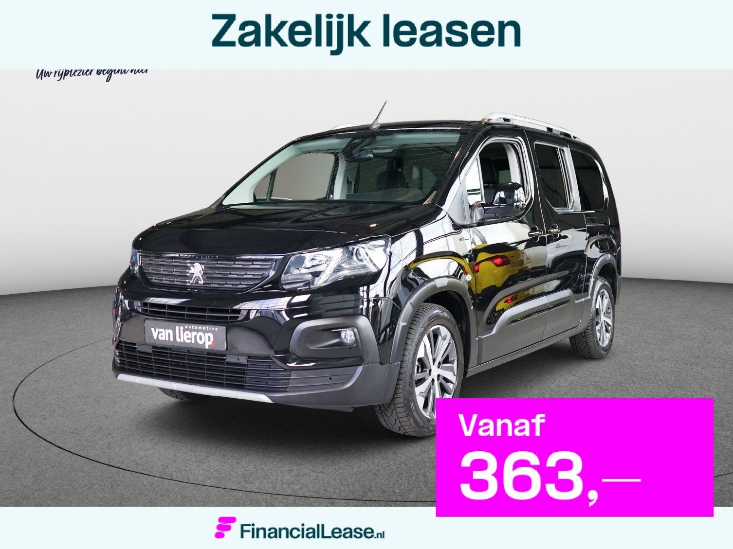 Peugeot Rifter Long 1.2 Puretech Long GT-Line 7p.|TREKH|NAVI, Stof, Gebruikt, 1199 cc, Zwart
