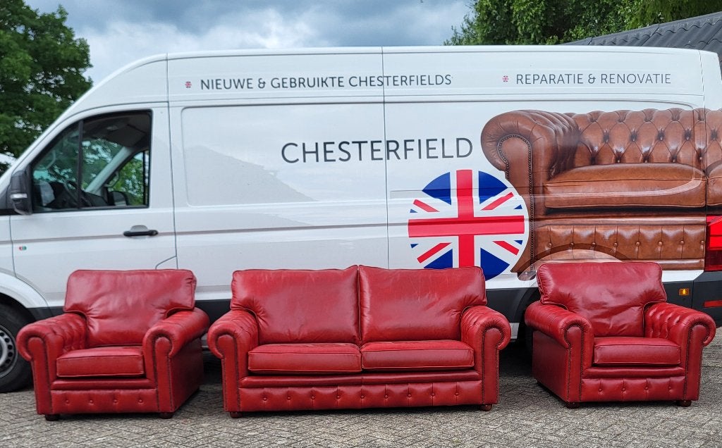 Chesterfield bankstel, complete zithoek 3+1+1 zits., Gebruikt, 150 tot 200 cm, Chesterfield, Ophalen of Verzenden