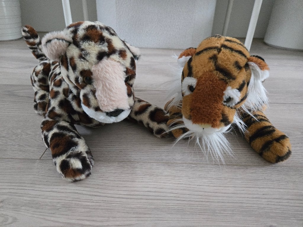 Knuffels panter en tijger, Ophalen, Zo goed als nieuw, Middelgroot (20 tot 80 cm), Bruin