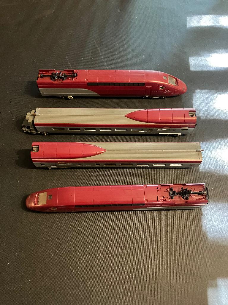 Mehano H0 TGV treinset 4 delig, Hobby en Vrije tijd, Modeltreinen | H0, Treinset, Gelijkstroom, Ophalen of Verzenden, Zo goed als nieuw