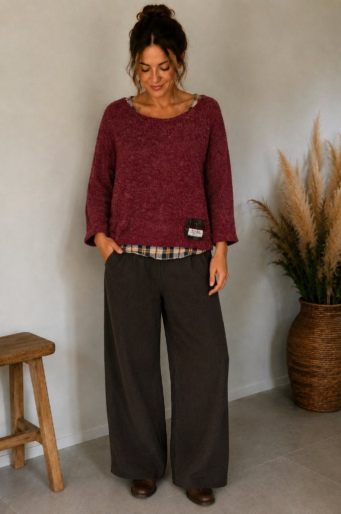 Natural Palette Japan top maat m – Harris Tweed patchwork, Maat 38/40 (M), Overige kleuren, Ophalen of Verzenden, Zo goed als nieuw