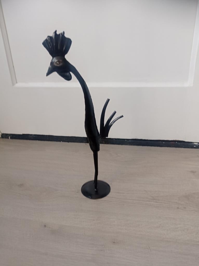 Metaal haan beeldje hoogte 36 cm, Verzamelen, Beelden en Beeldjes, Ophalen of Verzenden, Zo goed als nieuw, Dier