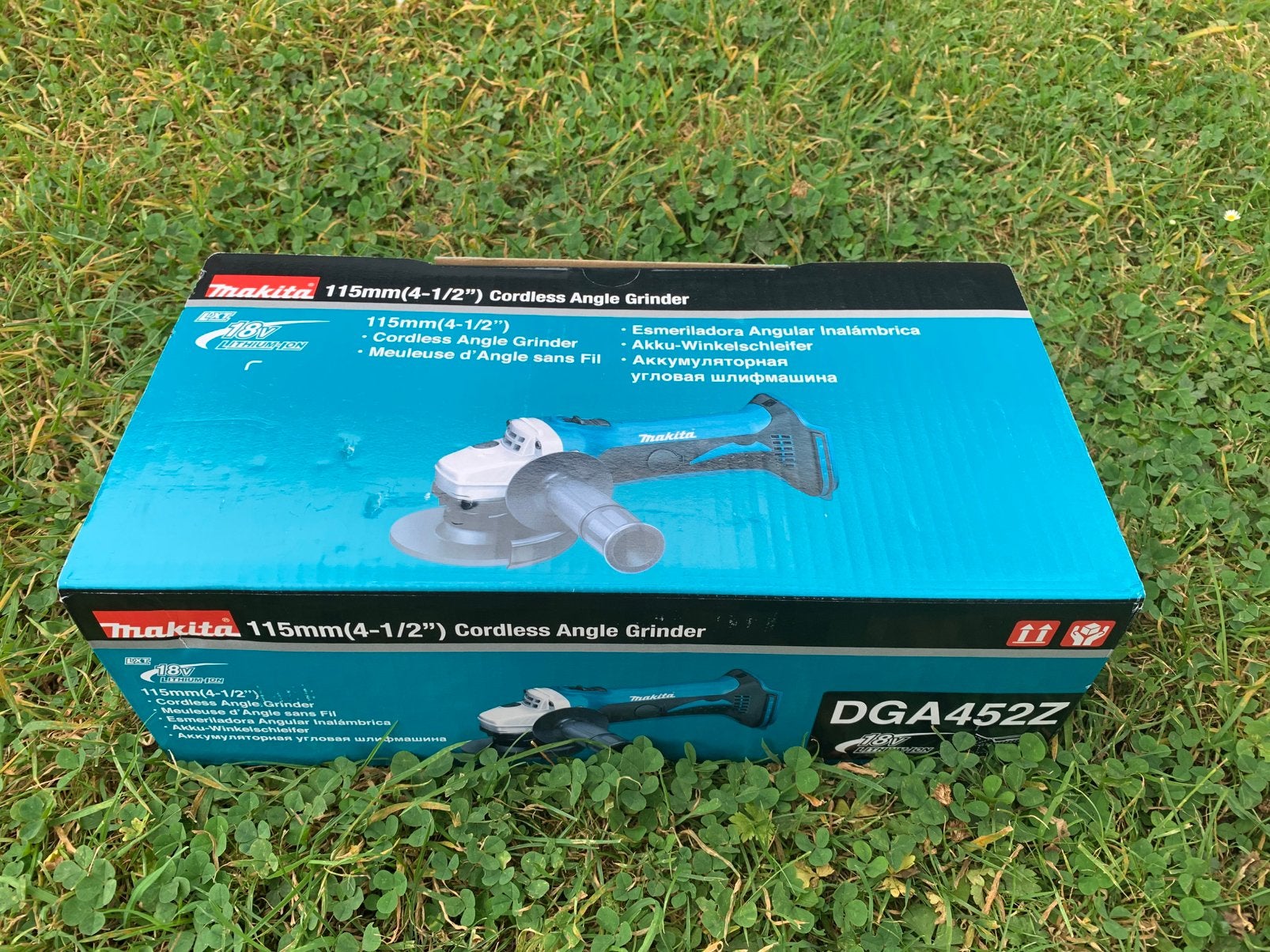 Makita DGA 452Z accu haakse slijper 115mm, Ophalen, Zo goed als nieuw, 700 tot 1000 watt, Haakse handslijpmachine