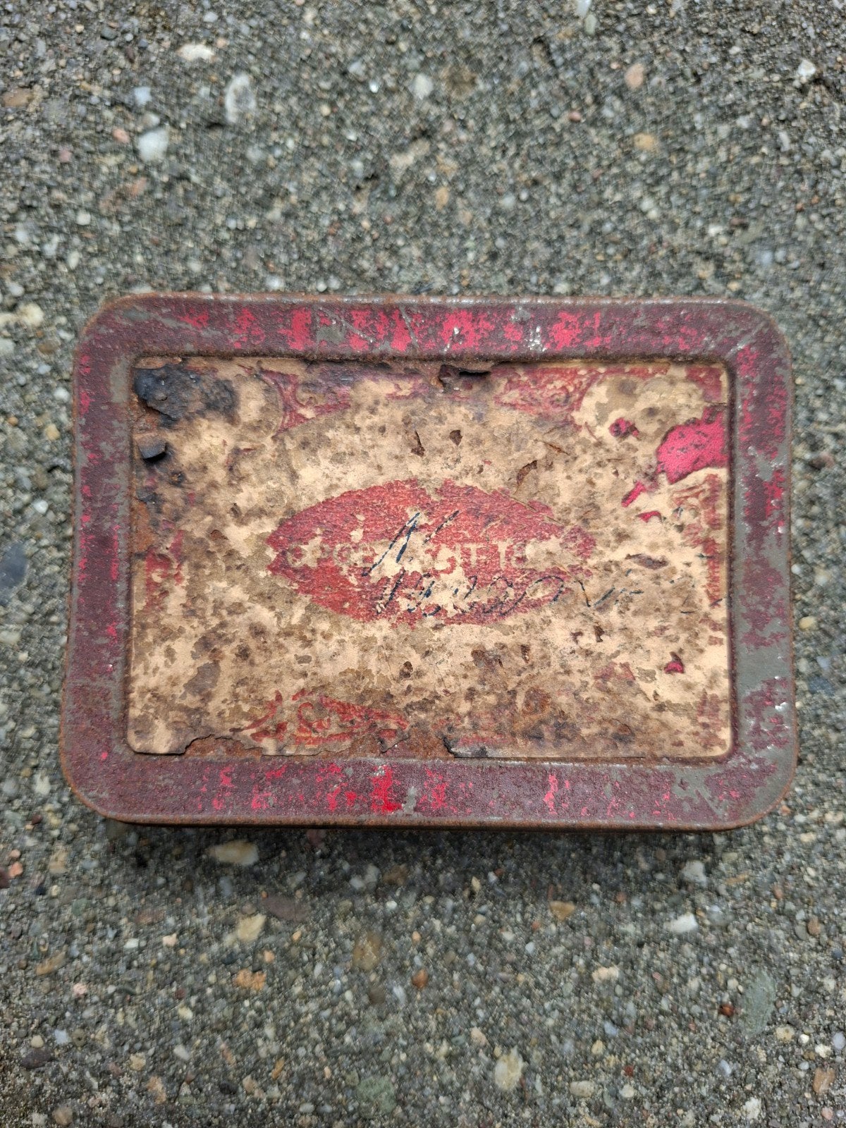 Oud roestig blikken doos - Vintage decoratie, Ophalen of Verzenden, Gebruikt