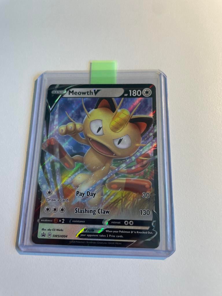 Pokémon Meowth V SWSH004 kaart, Verzenden, Zo goed als nieuw, Losse kaart, Foil