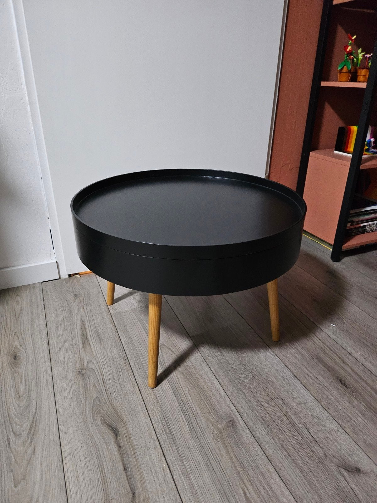 Ronde salontafel met opbergruimte, Ophalen, 50 tot 100 cm, Modern, Scandinavisch, Rond