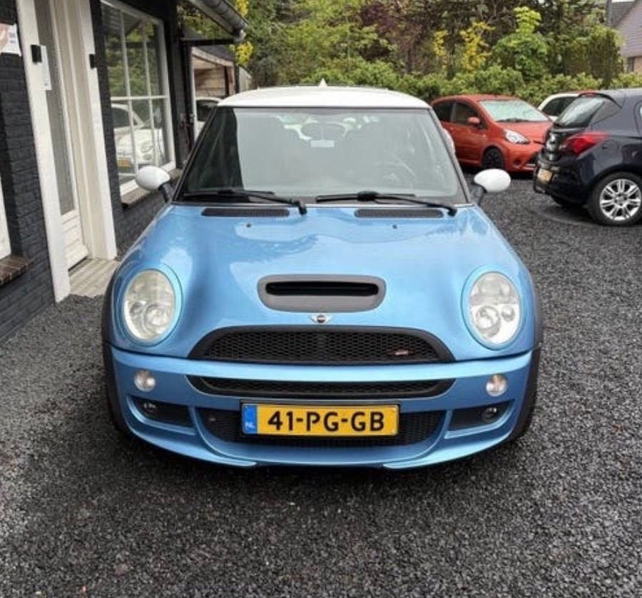 Mini 1.6 16V Cooper S JCW 211pk 2002 Blauw, Auto's, Voorwielaandrijving, Zwart, 4 cilinders, Leder en Stof