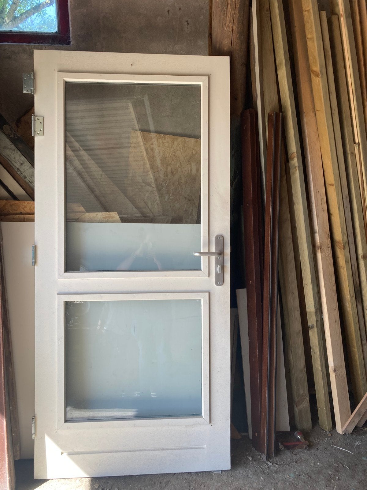 Buitendeur met dubbelglas en driepuntsluiting (93x201 cm), Ophalen, Gebruikt, Buitendeur, 200 tot 215 cm