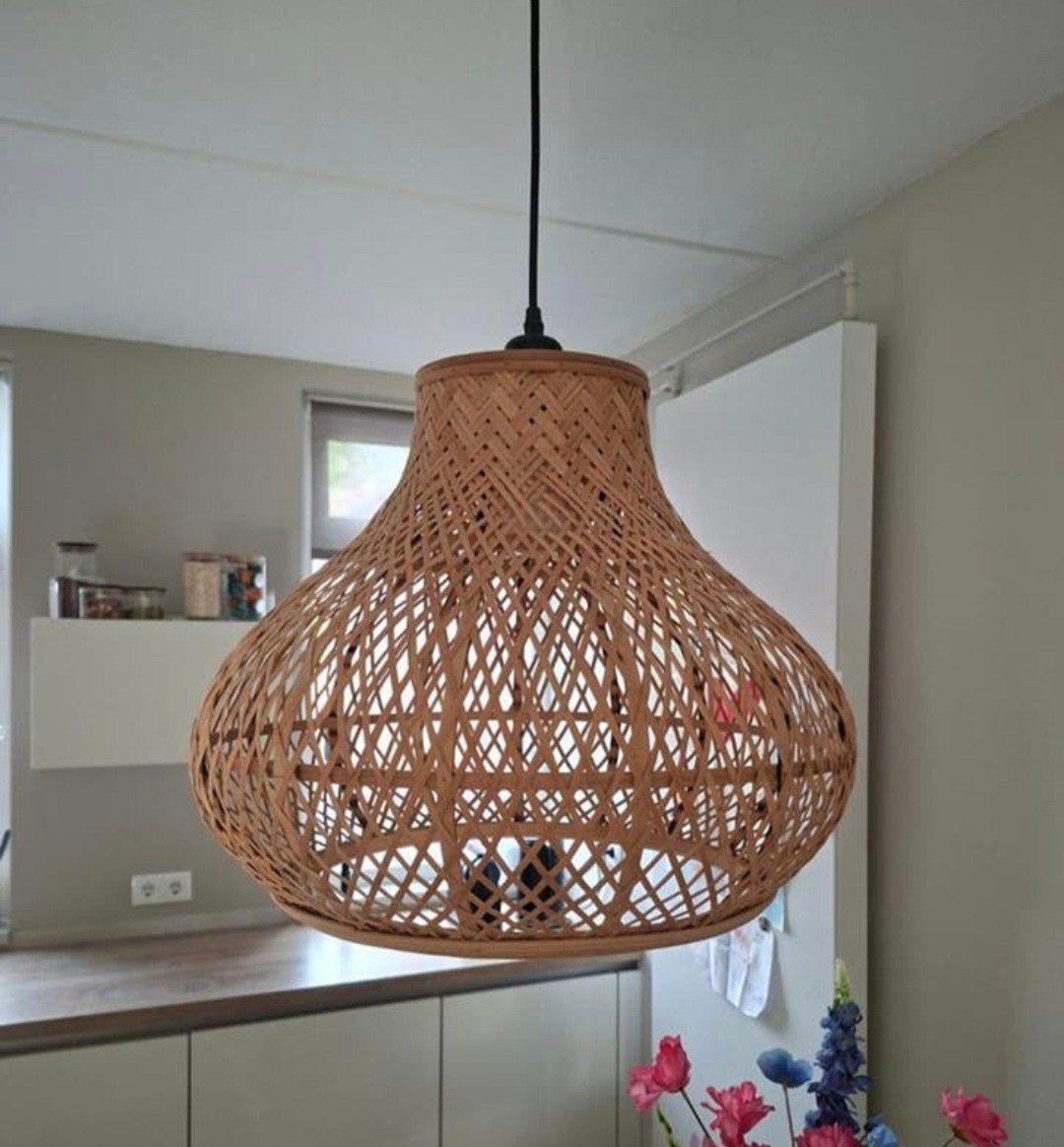 Lampenkap bamboe, Huis en Inrichting, Lampen | Hanglampen, Ophalen