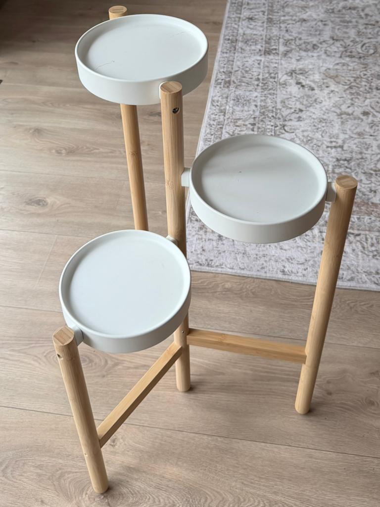 Plantenstandaard Bamboe/wit - IKEA, Ophalen of Verzenden, Zo goed als nieuw