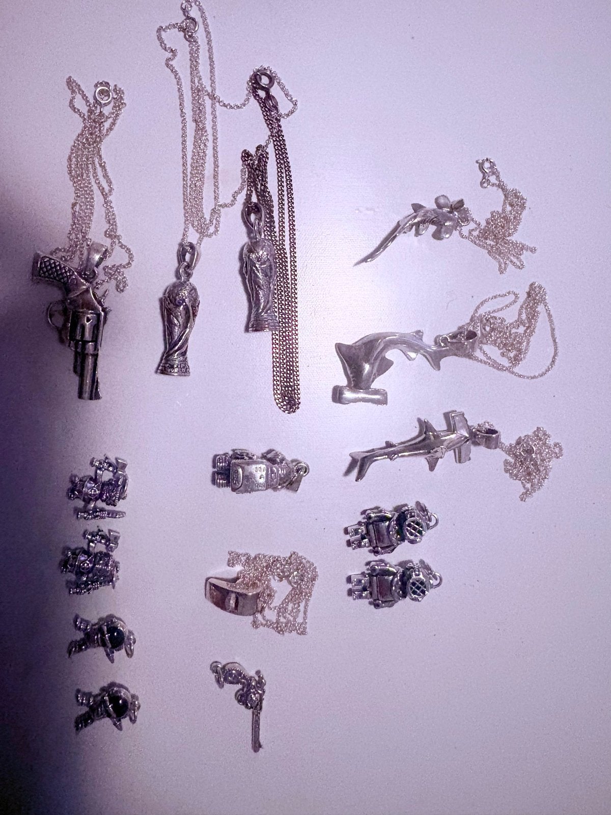 15 Sterling Zilveren Hangers/Bedels met Kettinkjes (115.9g), Overige merken, Nieuw, Ophalen of Verzenden, 4 bedels of meer