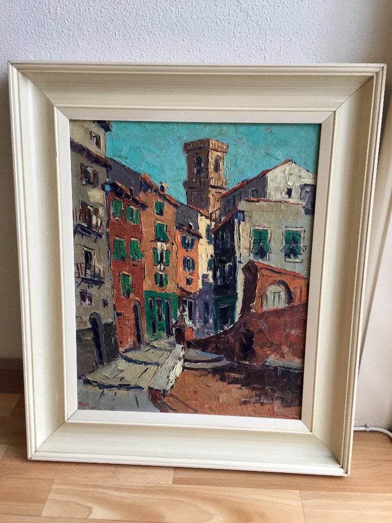Clement van Vlaardingen (1916-1972) gezicht op Nice., Doek, Impressionistisch, Ophalen of Verzenden, Landschap