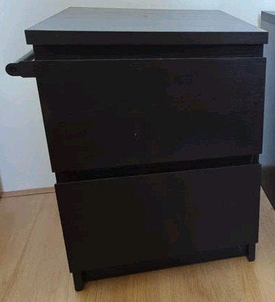 1x ikea MALM nachtkastje kastje kast zwart met lades, Ophalen, Gebruikt, Minder dan 45 cm, 55 tot 70 cm