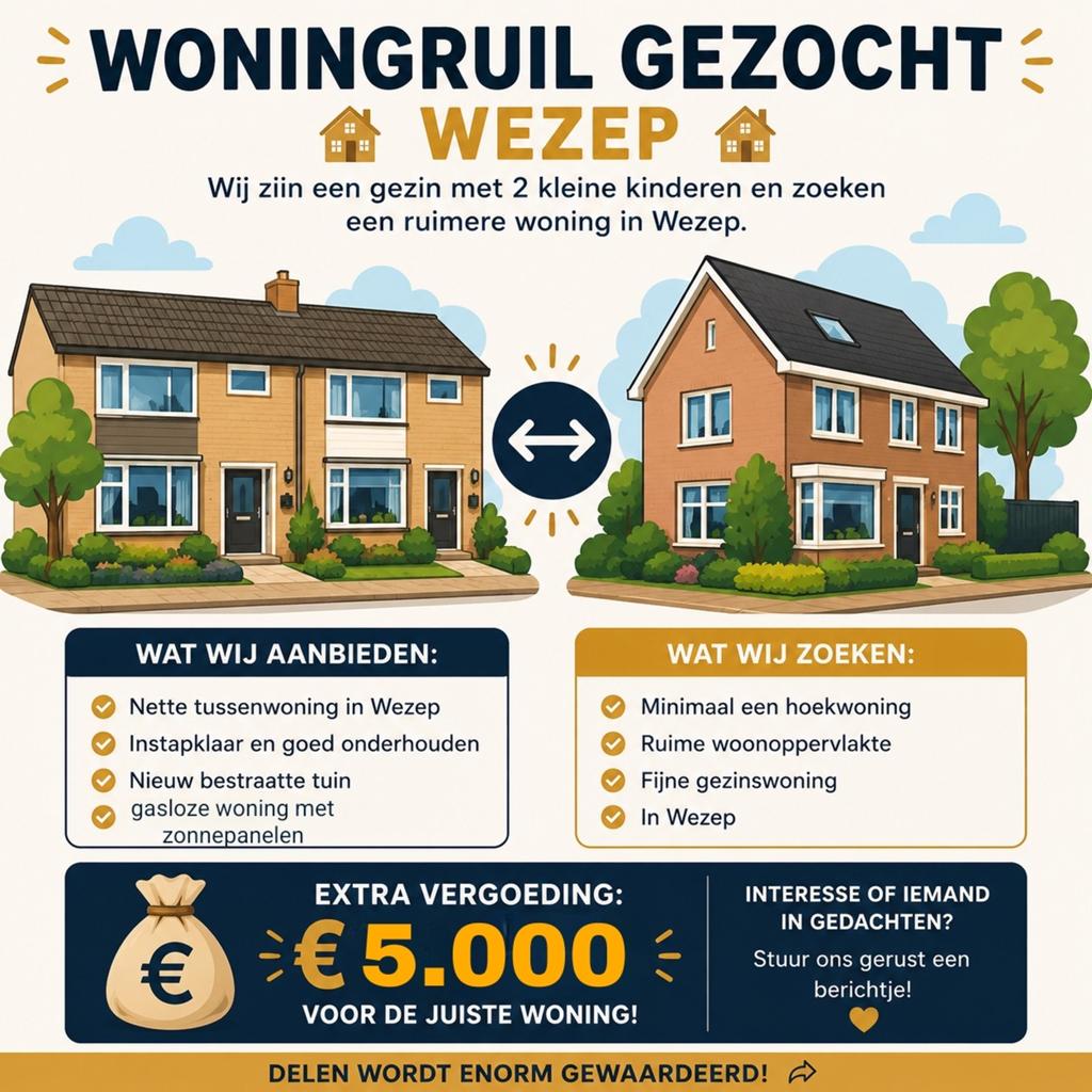 Woningruil in wezep (of omgeving), Huis en Inrichting, Banken | Bankstellen, Ophalen of Verzenden