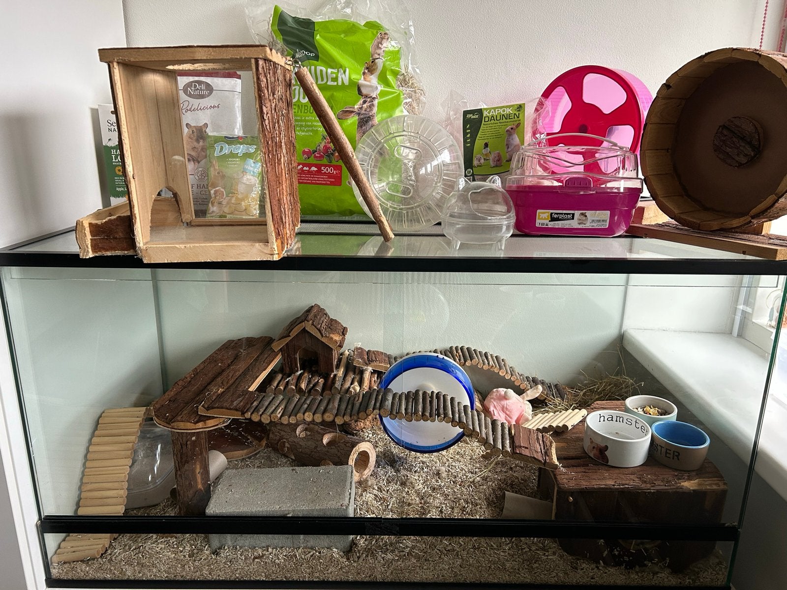 Terrarium 100x50x50 met veel toebehoren, Dieren en Toebehoren, Knaagdieren en Konijnen | Hokken en Kooien, Zo goed als nieuw, Hamster