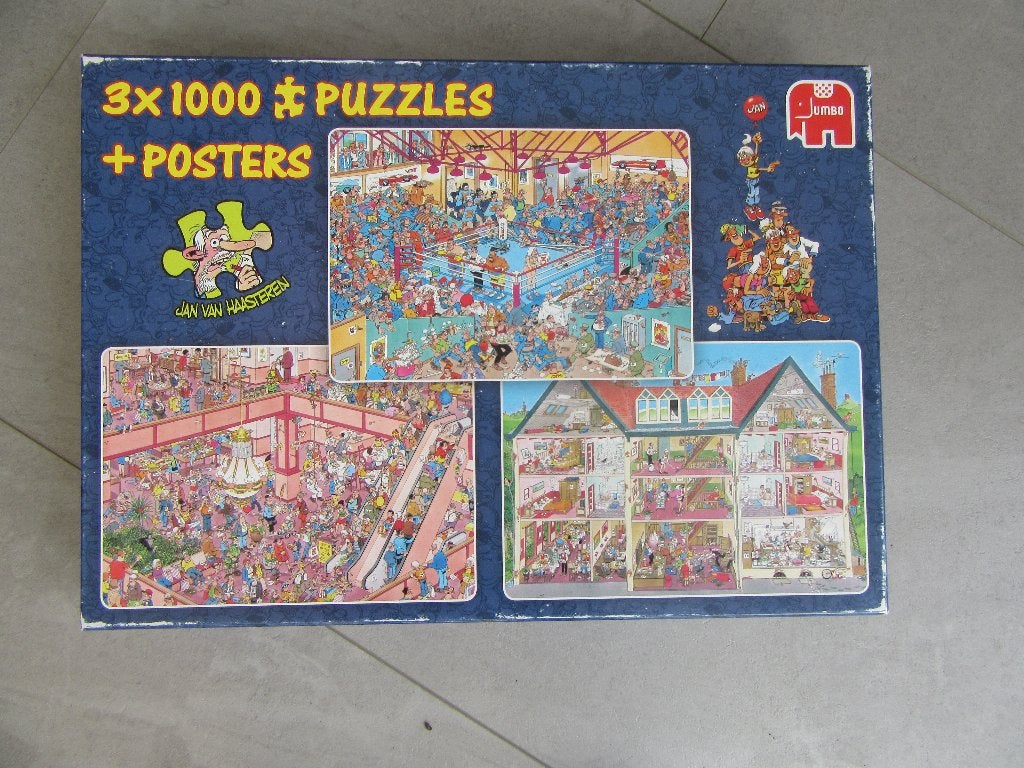 Jan van Haastreren puzzel 3 keer duizend, Ophalen of Verzenden, 500 t/m 1500 stukjes, Gebruikt, Legpuzzel