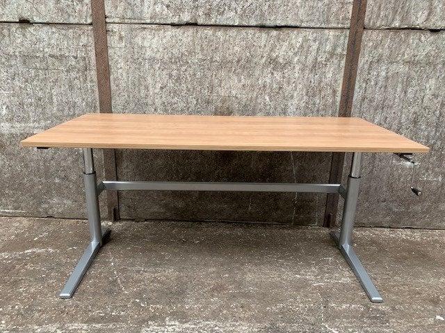 z.g.a.n. slinger verstelbare bureaus 180x80cm - havanna/alu, Ophalen of Verzenden, In hoogte verstelbaar, Zo goed als nieuw