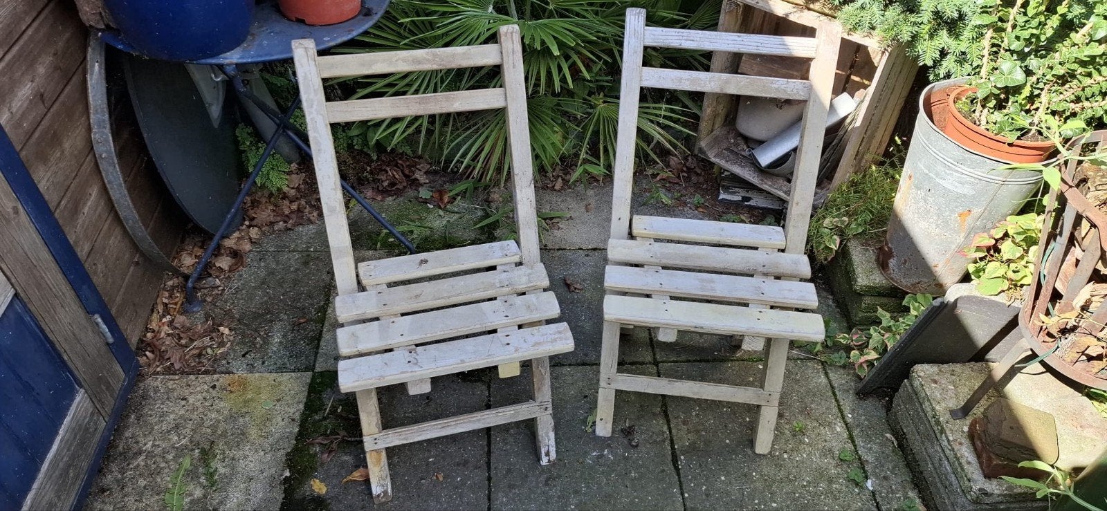 Bistro bistrostoelen tuinstoeltjes wit klapstoeltjes 
8 witt, Ophalen, Gebruikt, Hout, Inklapbaar