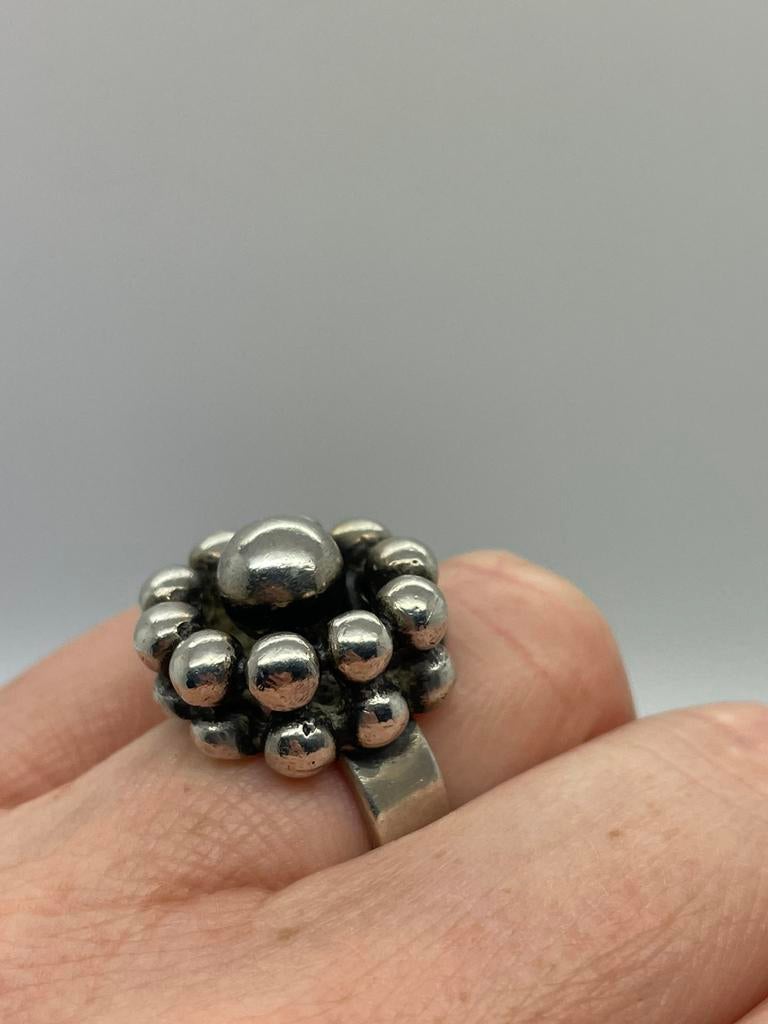D794 Prachtige zilveren modernist ring (verstelbaar), Sieraden, Tassen en Uiterlijk, Ophalen of Verzenden, Zilver, Ring