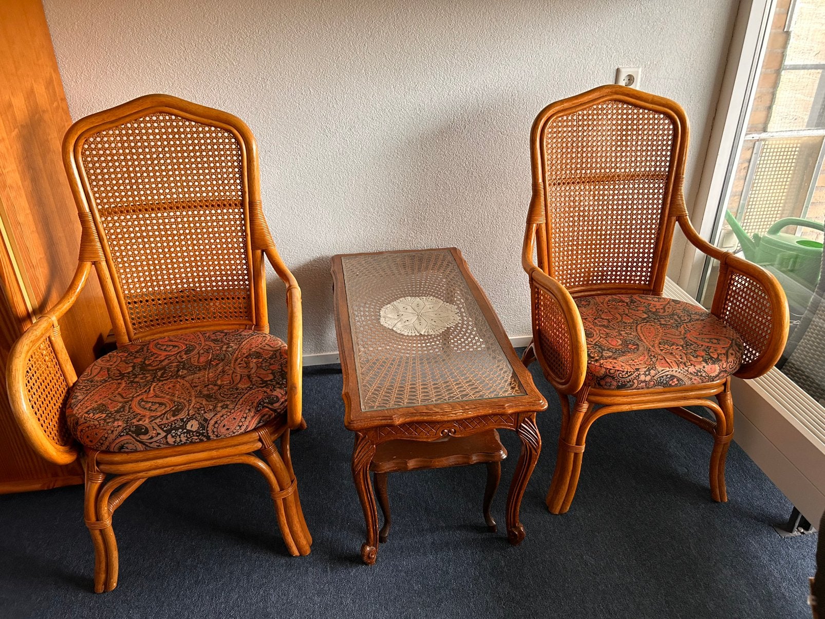 Meubelset salontafel met stoelen rotan manu, Antiek en Kunst, Ophalen