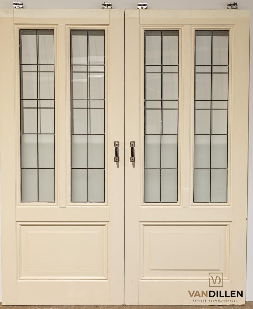 Zeer nette ZGAN set ensuite schuifdeuren met glas in lood, Ophalen, 120 cm of meer, Binnendeur, Zo goed als nieuw