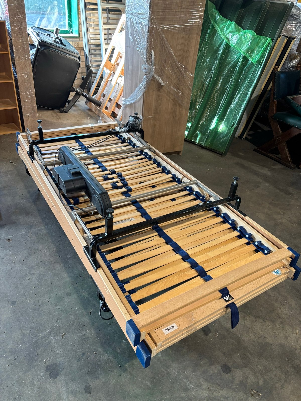 Elektrisch verstelbare lattenbodem 90x200 cm 2x, Ophalen, Gebruikt, 90 cm, Eenpersoons