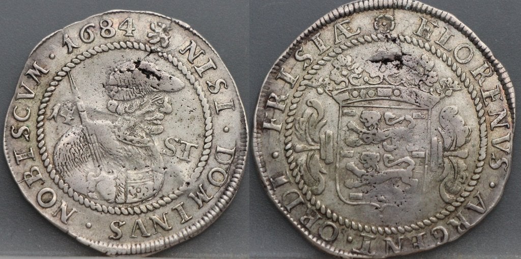 Zilveren 14 Stuiver 1684 / 1/2 Florijn 1684  Friesland, Postzegels en Munten, Vóór koninkrijk, Zilver, Losse munt, Overige waardes