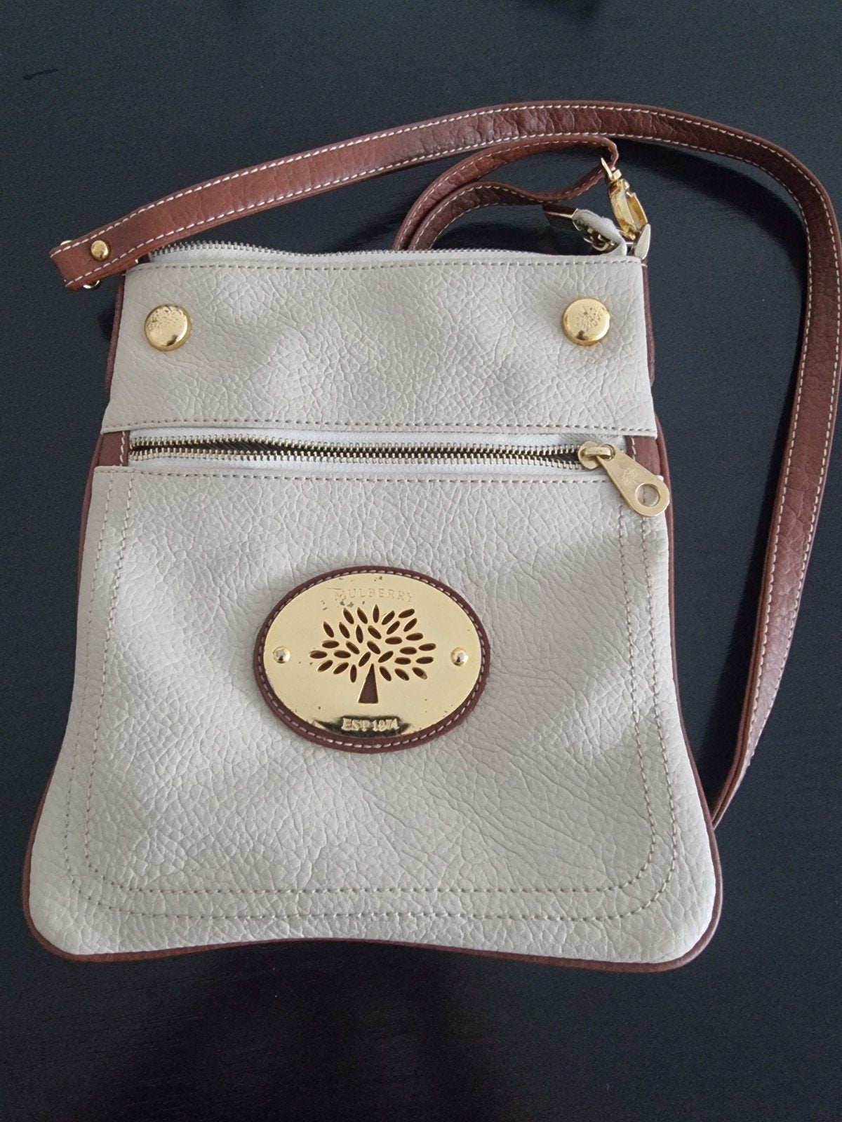 MULBERRY crossbody tas/ leer/ beige bruin, Overige merken, Gebruikt, Beige, Ophalen of Verzenden