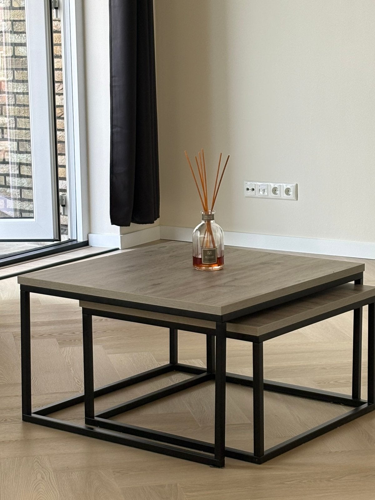 Salontafel 2 delig, Ophalen, 100 tot 150 cm, Vierkant, 50 tot 100 cm