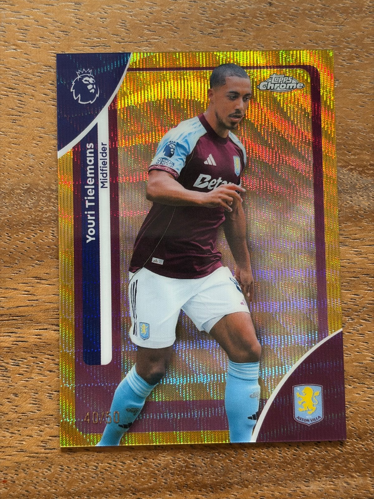 Youri Tielemans Topps Chrome Aston Villa Spelerskaart, Ophalen of Verzenden, Zo goed als nieuw, Buitenlandse clubs, Spelerskaart