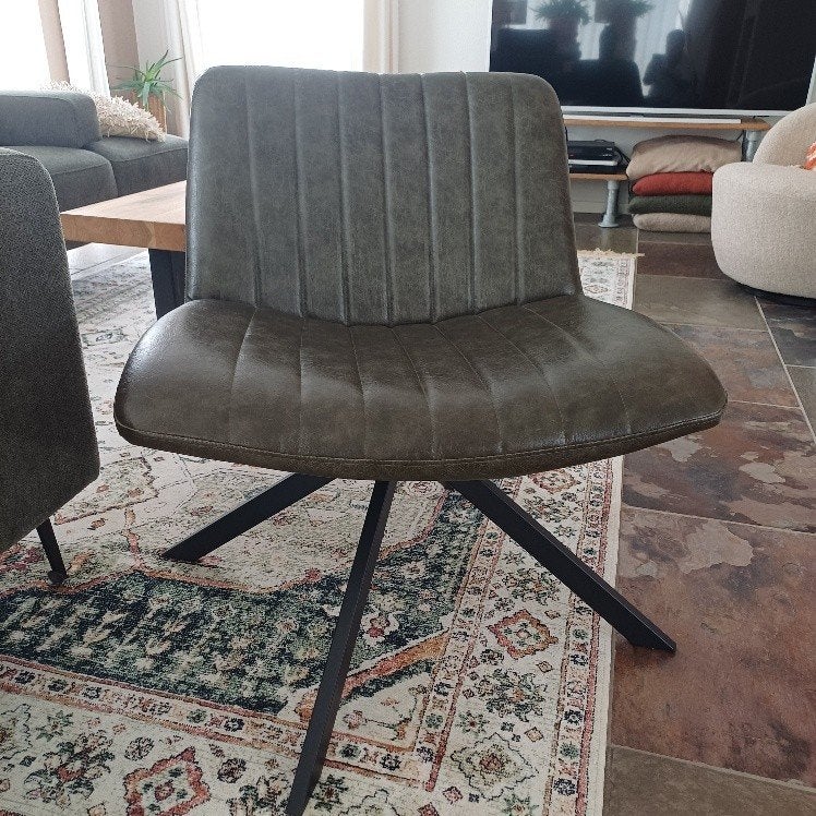 olijfgroene fauteuil, Huis en Inrichting, Fauteuils, Kunststof, 50 tot 75 cm, 75 tot 100 cm, Ophalen
