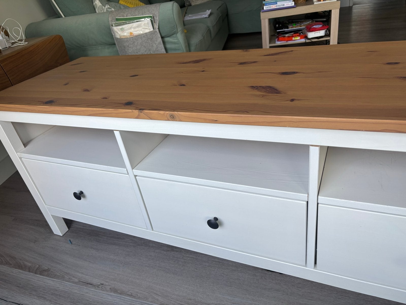 IKEA HEMNES TV-meubel met 3 lades, Ophalen, 100 tot 150 cm, Nieuw, Grenenhout