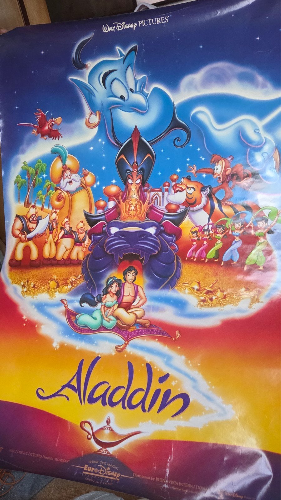 Disney Aladdin Film Poster - Origineel, Ophalen of Verzenden, A1 t/m A3, Film en Tv, Rechthoekig Staand