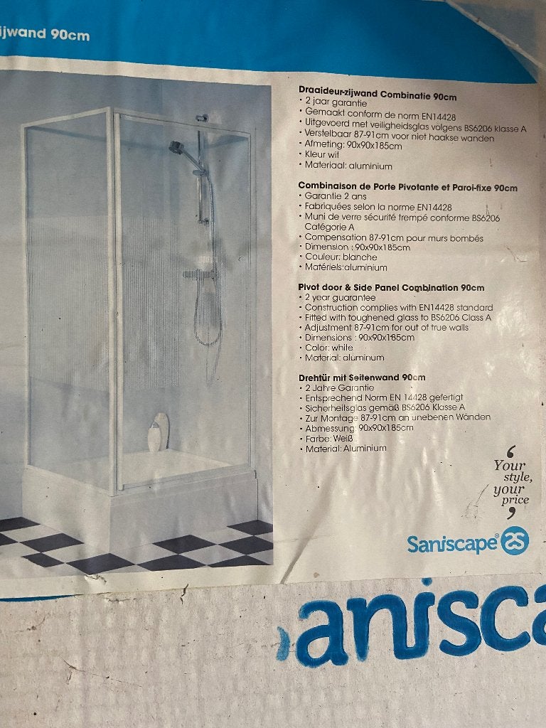 Saniscape douche, Doe-het-zelf en Verbouw, Sanitair, Ophalen, Nieuw, Glas, Douche