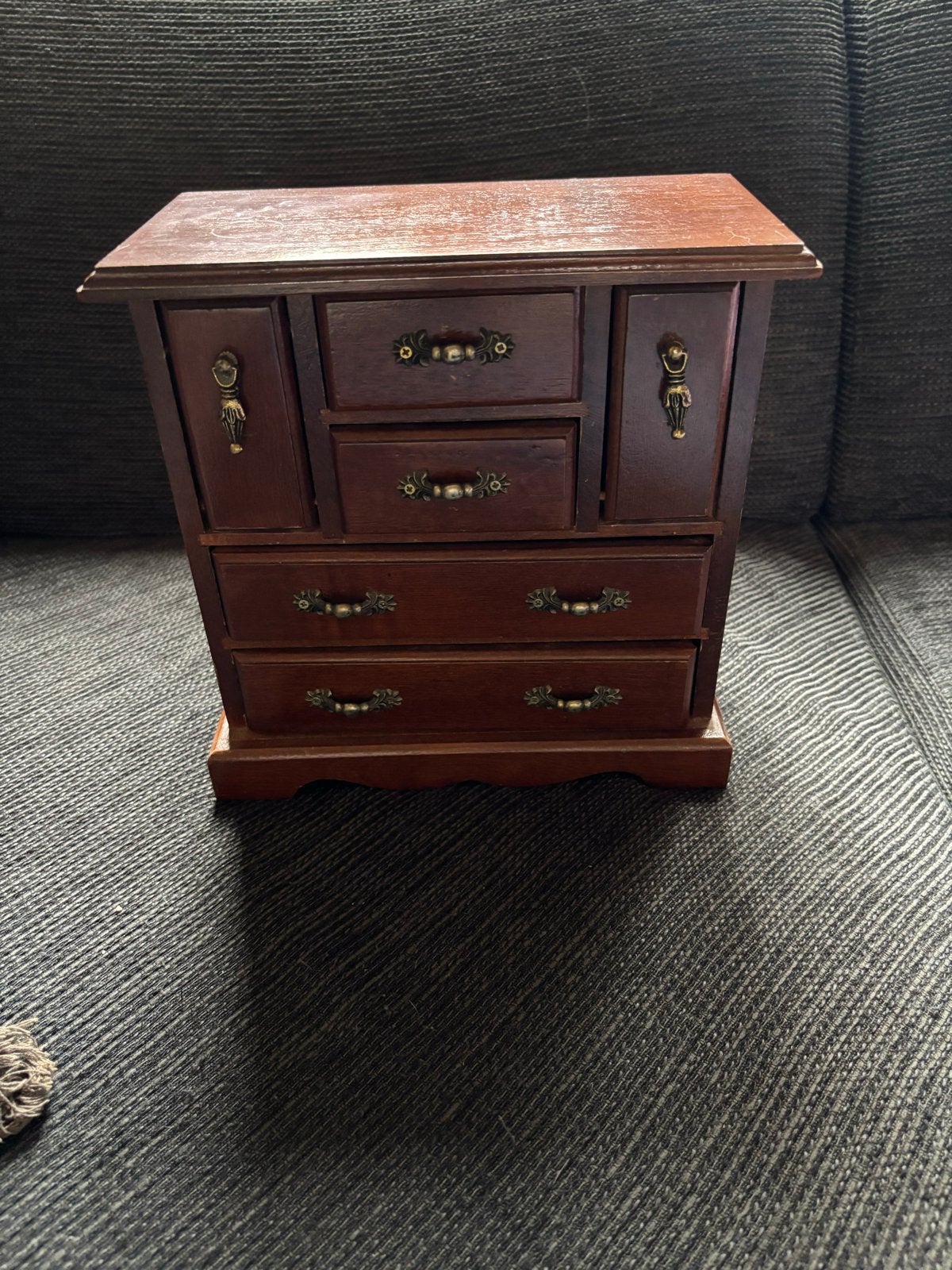 Vintage houten sieradenkastje / juwelenkistje met lades, Ophalen, Zo goed als nieuw