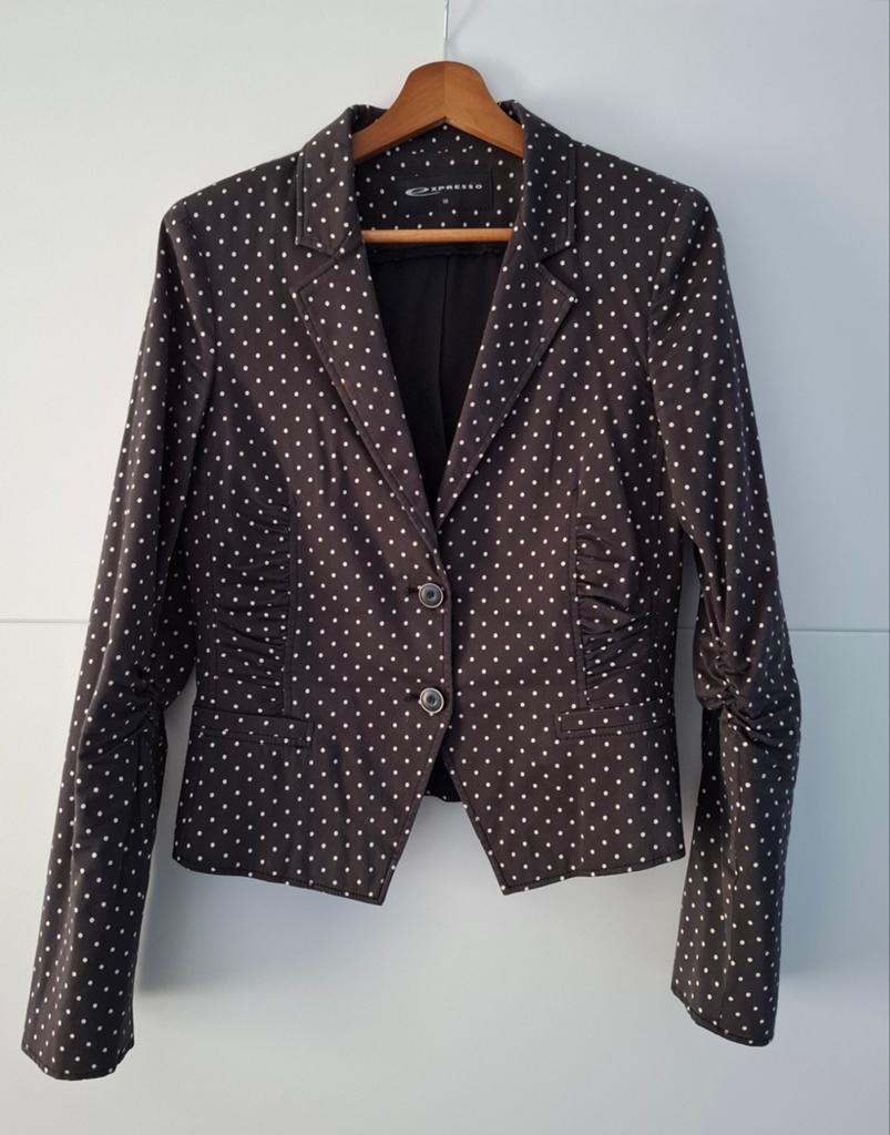Leuke blazer in donkergrijs met witte stipjes Expresso mt 38, Maat 38/40 (M), Expresso, Ophalen of Verzenden, Zo goed als nieuw