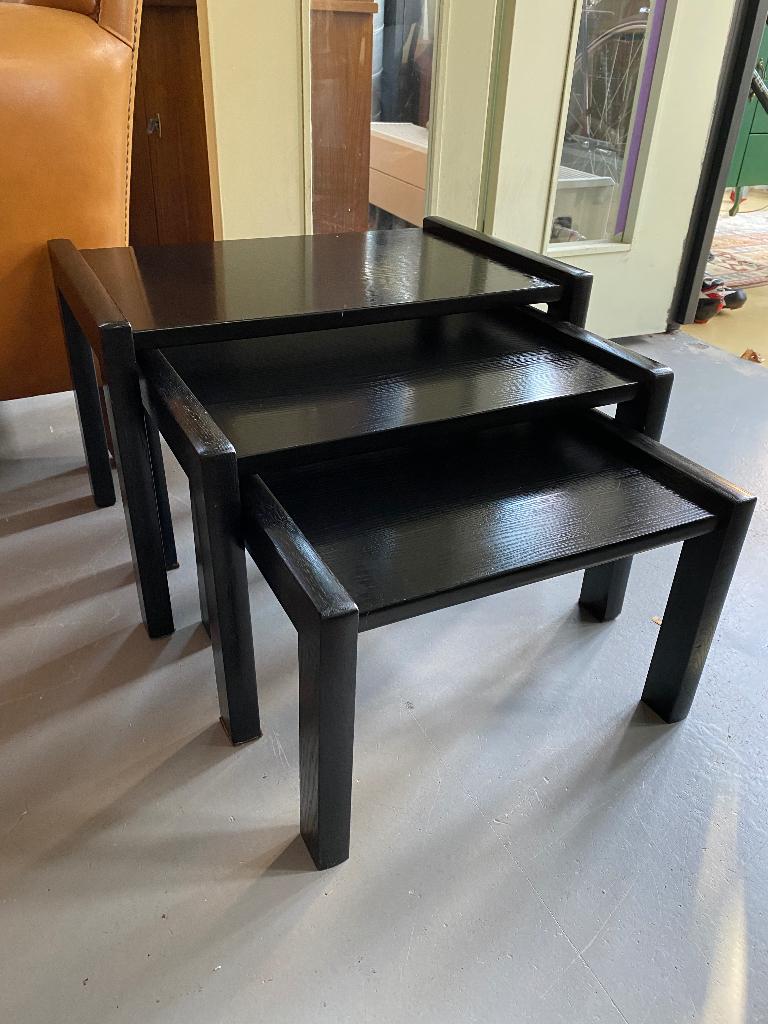50% SALE: vintage bijzettafeltjes, mimiset nesting tables, Ophalen, Minder dan 45 cm, Minder dan 55 cm, Gebruikt