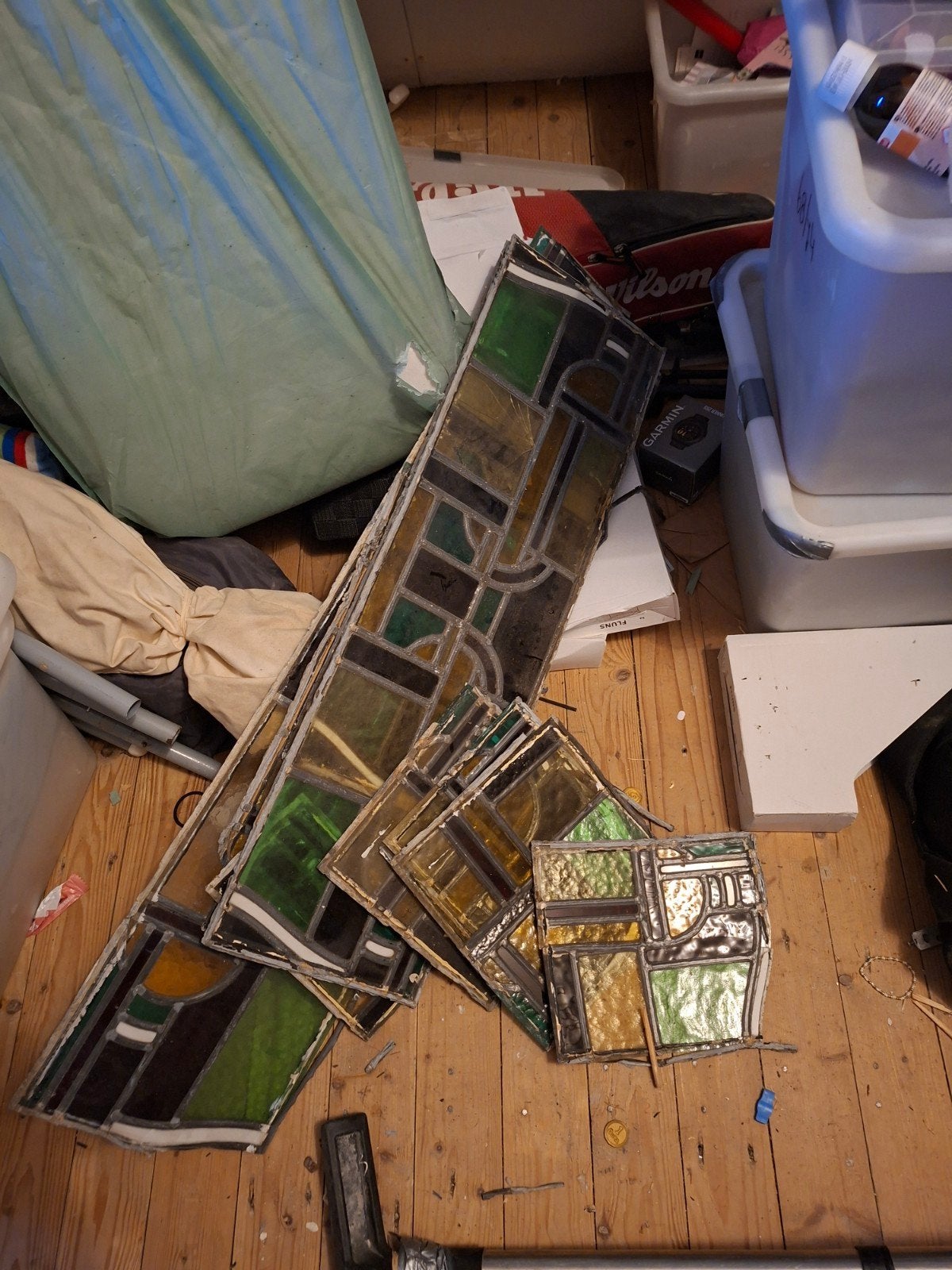 Diverse glas in lood panelen - Gebruikt, Doe-het-zelf en Verbouw, Glas en Ramen, Ophalen, Gebruikt, Minder dan 80 cm, Glas in lood