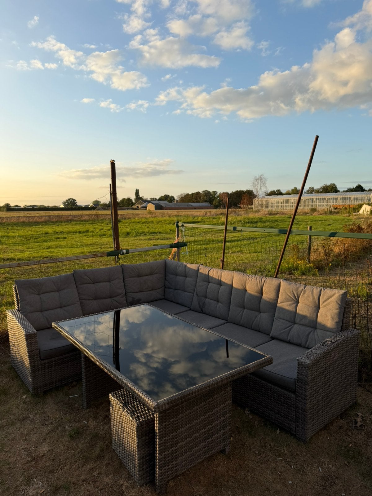 Tuinset / loungeset – grijs-beige, Ophalen, Gebruikt, Rotan