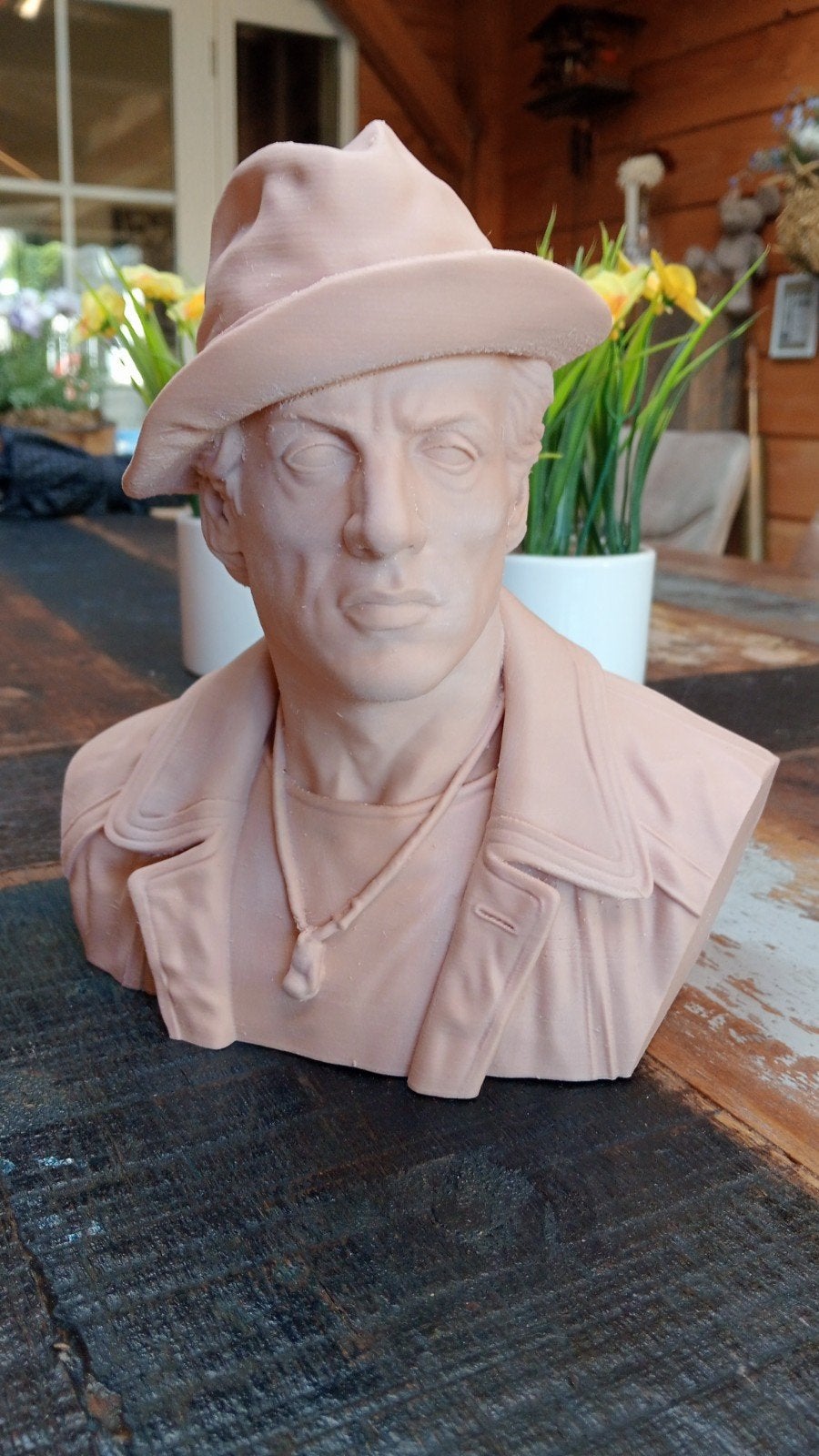 Sylvester Stallone Buste - Uniek Kunstwerk, Buste, Kunststof, Ophalen of Verzenden, Handgemaakt