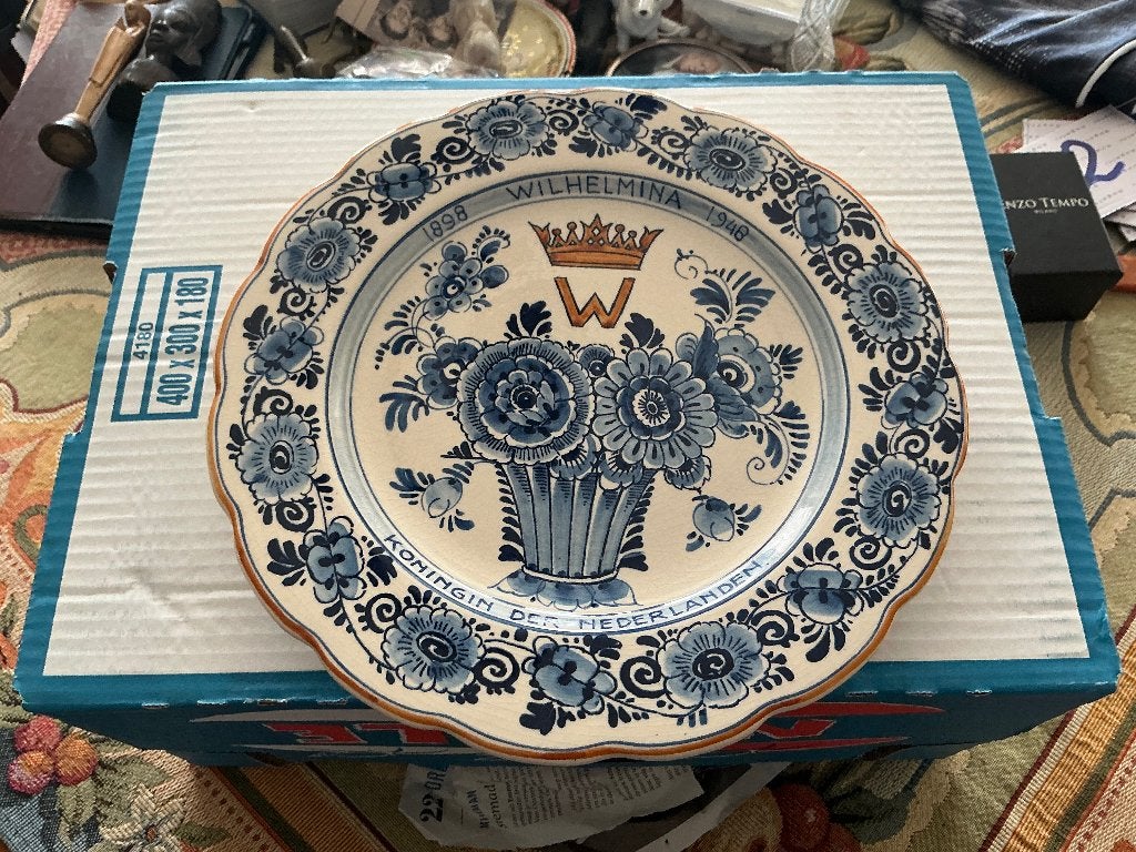 Mooi gaaf Wilhelmina bord 50 jaar jubileum, Antiek en Kunst, Ophalen of Verzenden