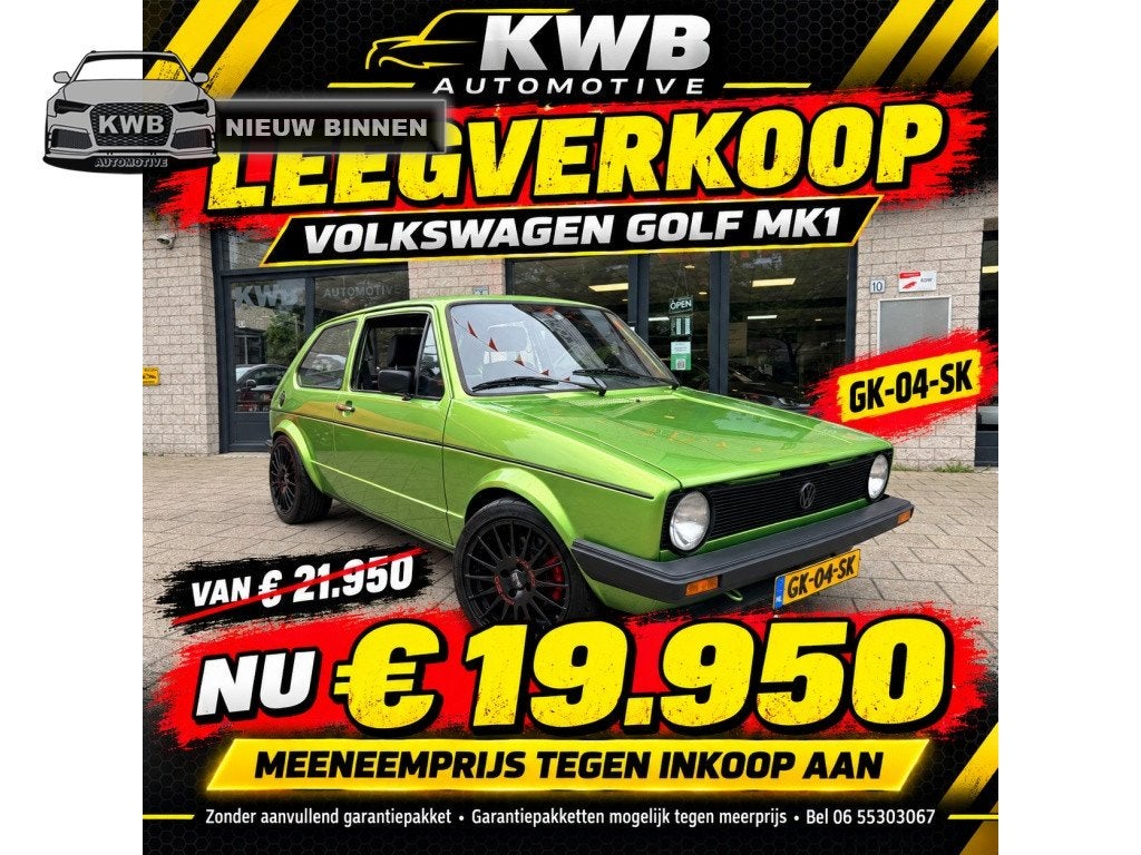 Volkswagen Golf MK1 1.8 20VT 416 PK Viper Green Taxatierappo, Auto's, 156 pk, Volkswagen, Origineel Nederlands, Bedrijf