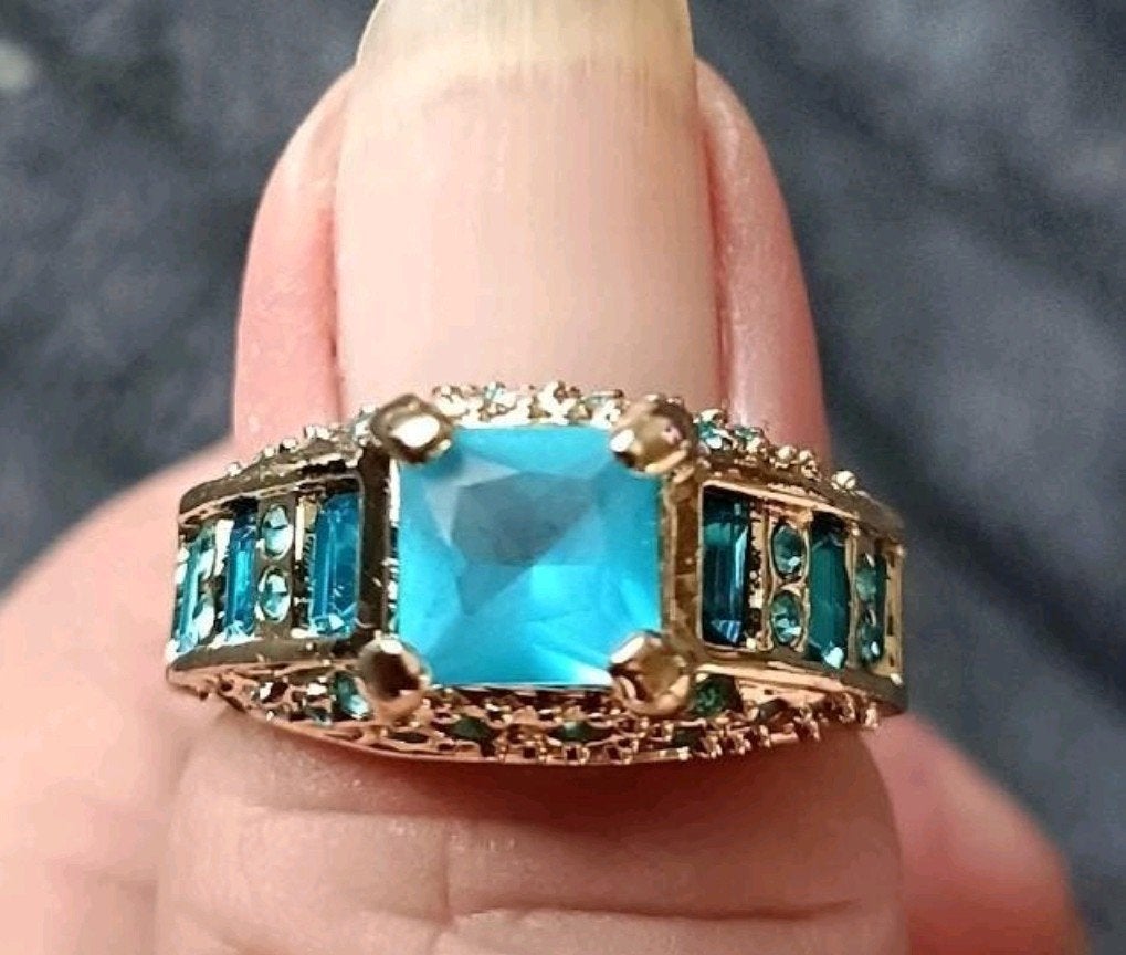 Ring aquamarijn maat 18, Verzenden, Nieuw, Goud