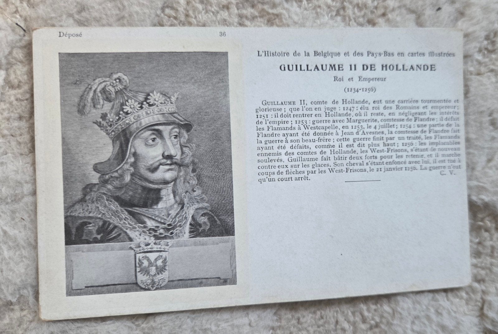 Oude prentbriefkaart Willem II van Holland (1234-1256), Verzenden, Voor 1920, Ongelopen, Overige thema's