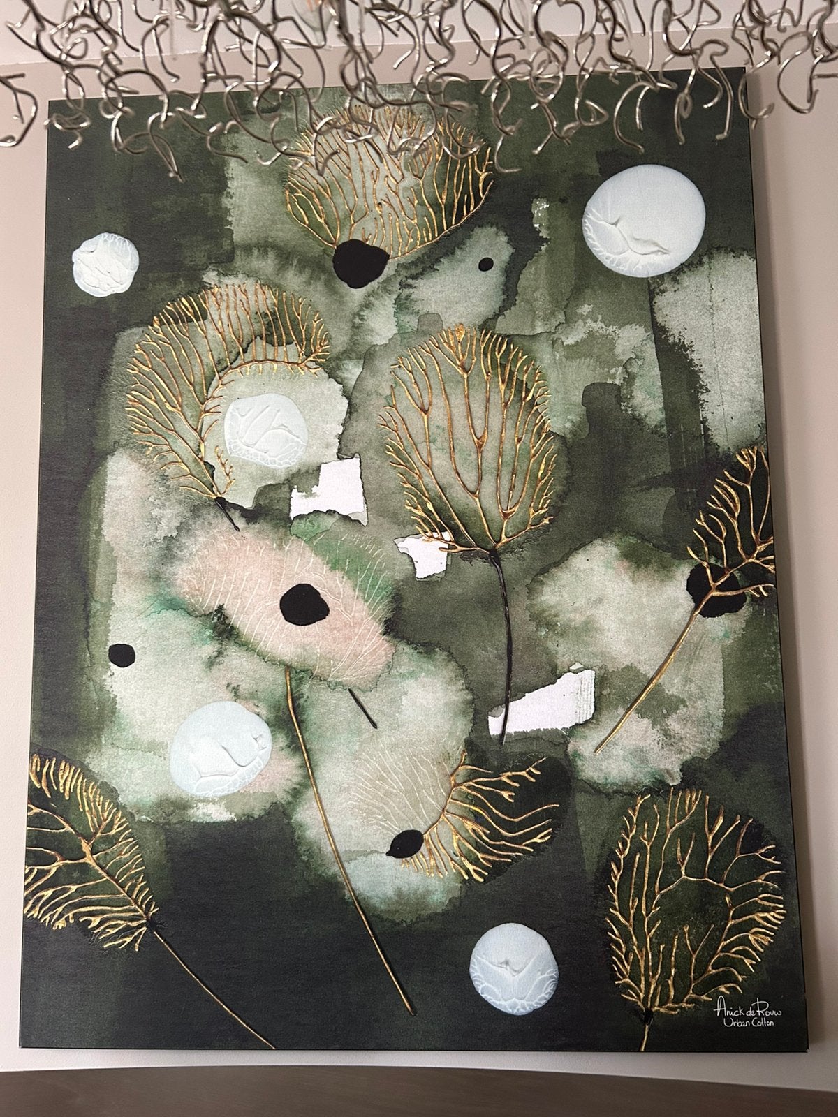 Urban Cotton wandkleed met frame 145x190 groen/goud, Ophalen, Zo goed als nieuw
