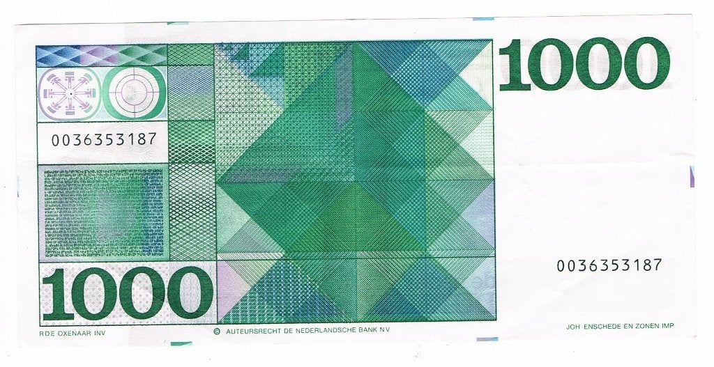 1000 gulden 30 maart 1972 Spinoza, Verzenden, 1000 gulden, Los biljet